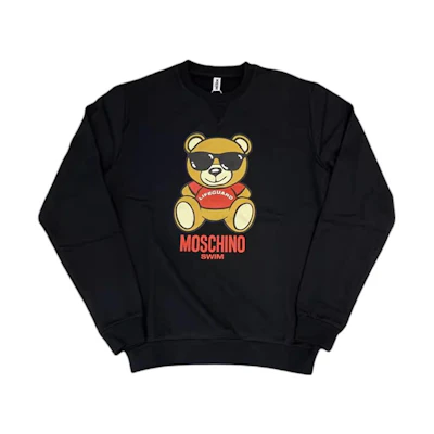 MOSCHINO Bear Logo Print Crewneck Long-Sleeve Sweatshirt Unisex Black A170523050555