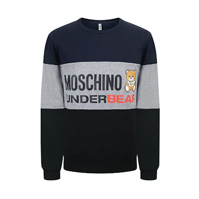 MOSCHINO Bear Logo Two-Tone Sweatshirt Navy Blue - Casualwear 1-A1709-8126-1290
