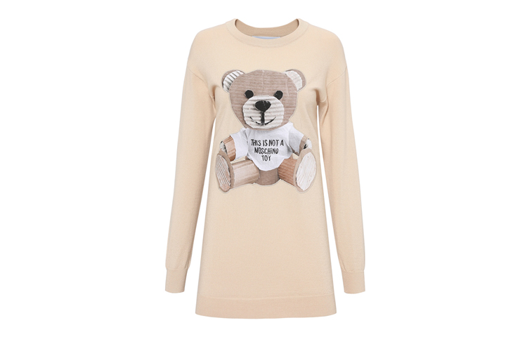 Moschino Bear Long Sleeve Dress Khaki V0482-5402-0019