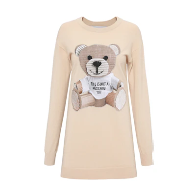 Moschino Bear Long Sleeve Dress Khaki V0482-5402-0019