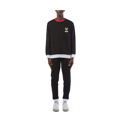 Moschino Bear Print Crewneck Sweatshirt Black Long Sleeve A1722-4413-1888