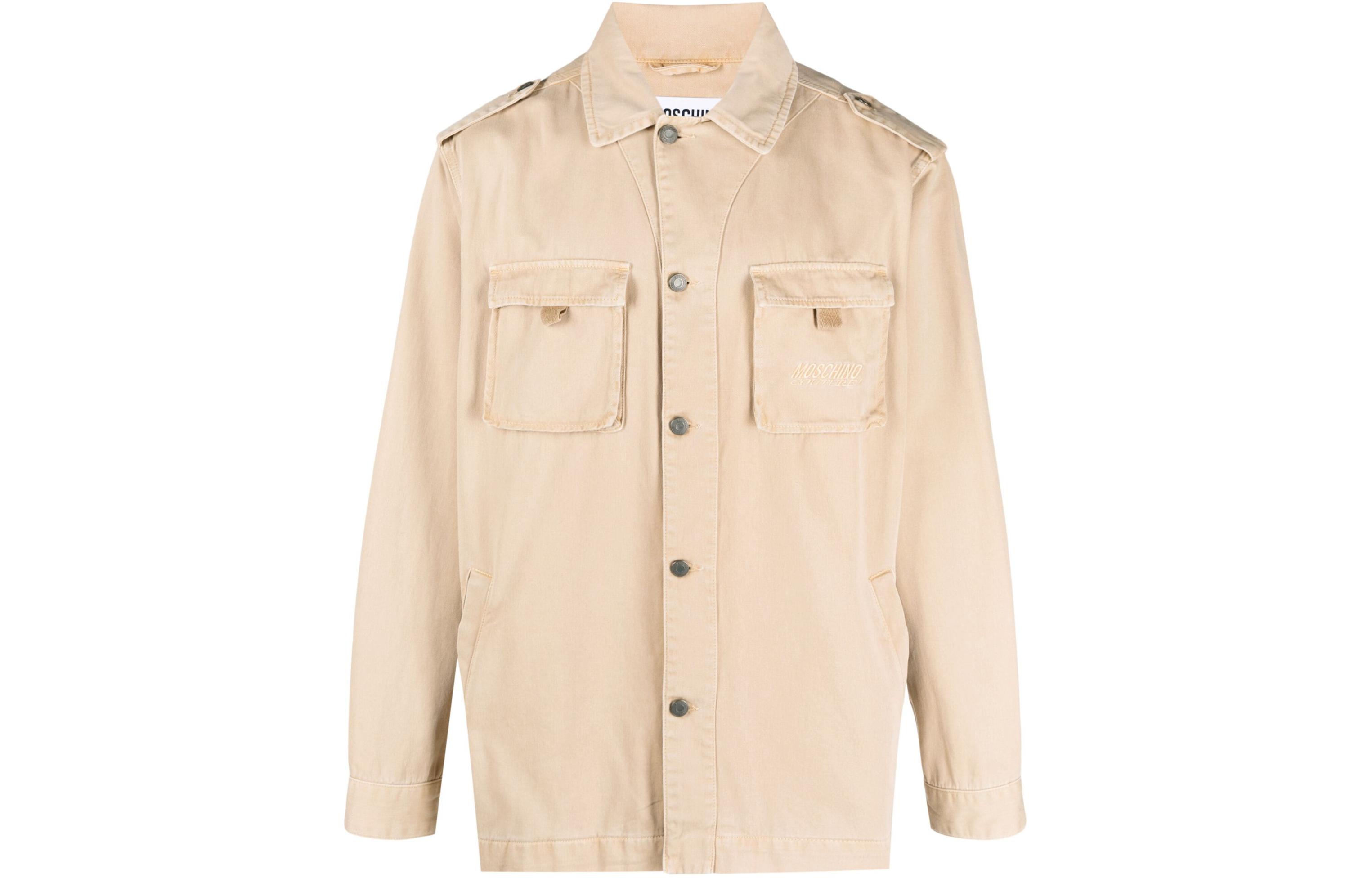 MOSCHINO Beige Cotton Utility Pocket Long-Sleeve Jacket A06232019-BEIGE
