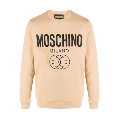 MOSCHINO Beige Logo Print Long Sleeve Cotton Sweatshirt J17192028-beige