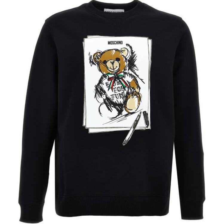 MOSCHINO Black Animal Print Graphic Crewneck Sweatshirt V1711-5228-1555