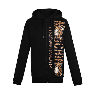 Moschino Black Bear Logo Graphic Zip-Up Hoodie 1-A1706-8129-0555