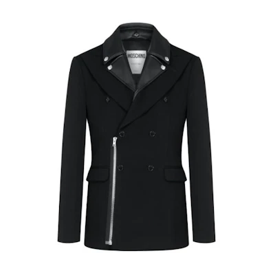 MOSCHINO Black Button-Up Collared Long-Sleeve Jacket A0503-7034-2555