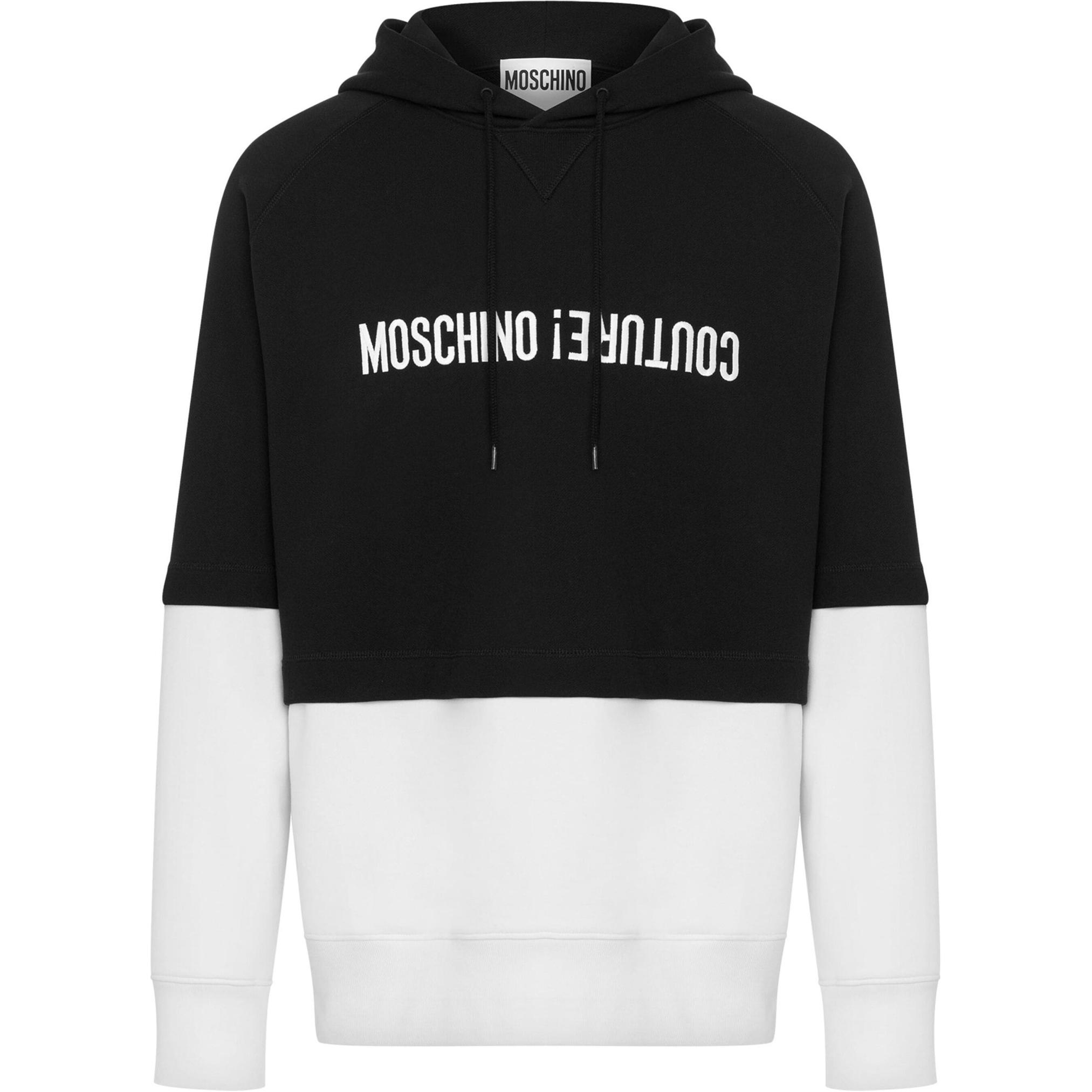Moschino Black Colorblock Cotton Hoodie Long Sleeve J170970283555