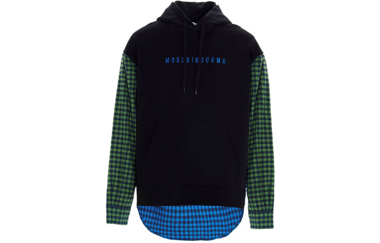 MOSCHINO Black Cotton Plaid Logo Sweatshirt A1714-7027-5555