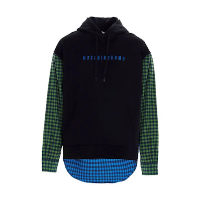 MOSCHINO Black Cotton Plaid Logo Sweatshirt A1714-7027-5555