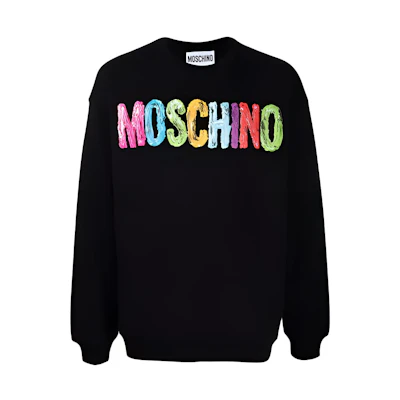 MOSCHINO Black Crewneck Logo Print Long Sleeve Sweatshirt J1717-5227-1555