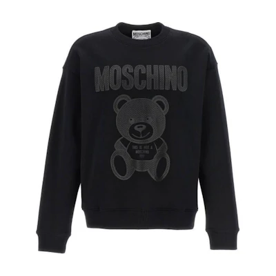 MOSCHINO Black Crewneck Sweatshirt with Animal Graphic and Letter Print V1726-2028-1555