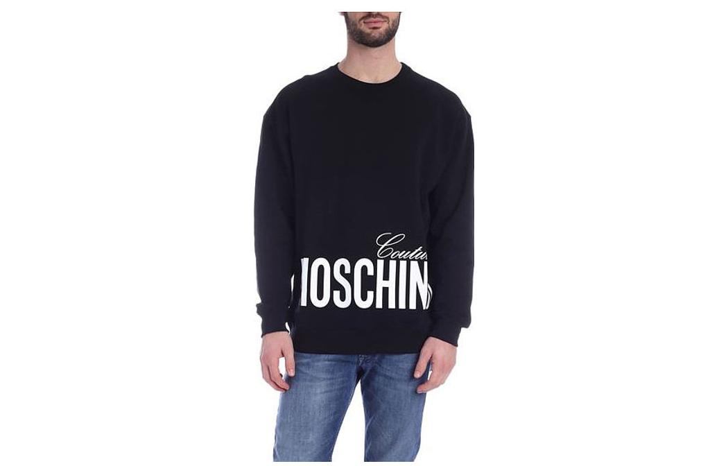 MOSCHINO Black Crewneck Sweatshirt with Logo Print Long Sleeves ZA1708-0227-1555