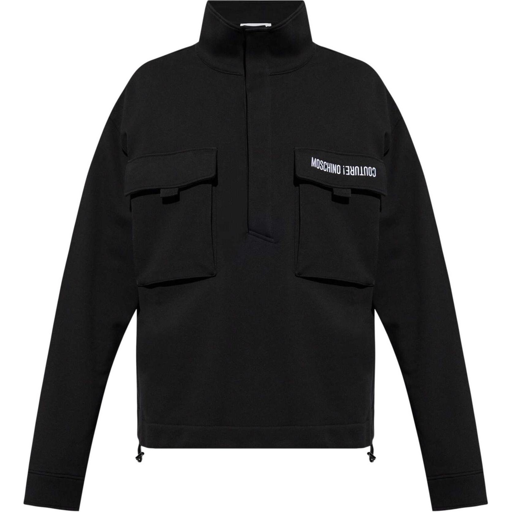 MOSCHINO Black Embroidered Logo Long Sleeve Sweatshirt for Men A171070281555