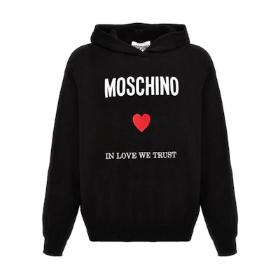 MOSCHINO Black Hooded Letter Logo Long Sleeve Sweatshirt J0916-0200-0555