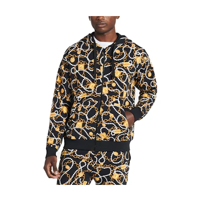 MOSCHINO Black Hoodie Jacket with Gold Chain Print 1715-8108-A1555