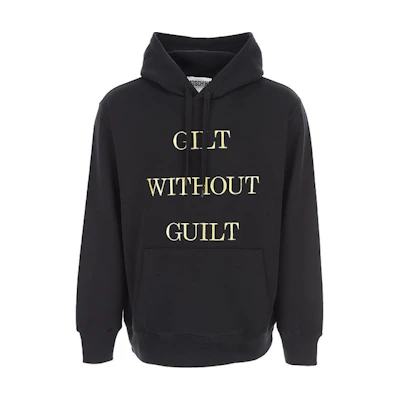 MOSCHINO Black Hoodie with Letter Embroidery and Drop Shoulder Design J1788-7228-6555