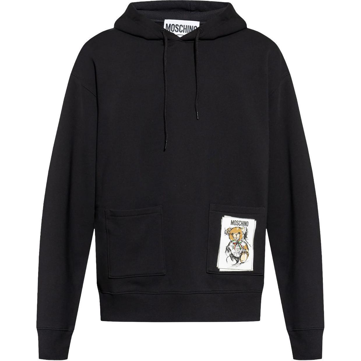 MOSCHINO Black Hoodie with Logo Print and Drop-Shoulder Design V171252281555