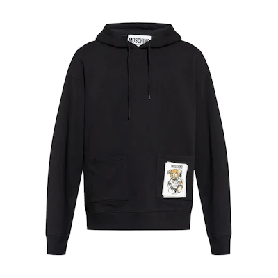MOSCHINO Black Hoodie with Logo Print and Drop-Shoulder Design V171252281555