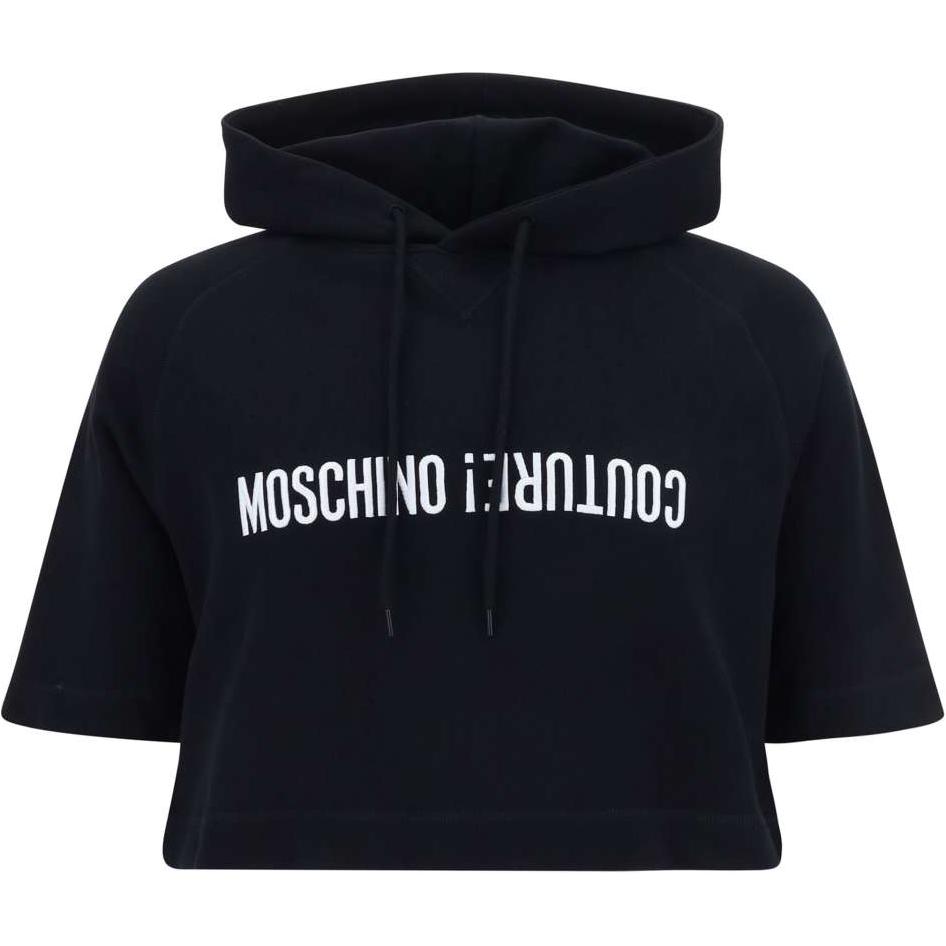 MOSCHINO Black Hoodie with Logo Print Short Sleeves J17097028-BLACK