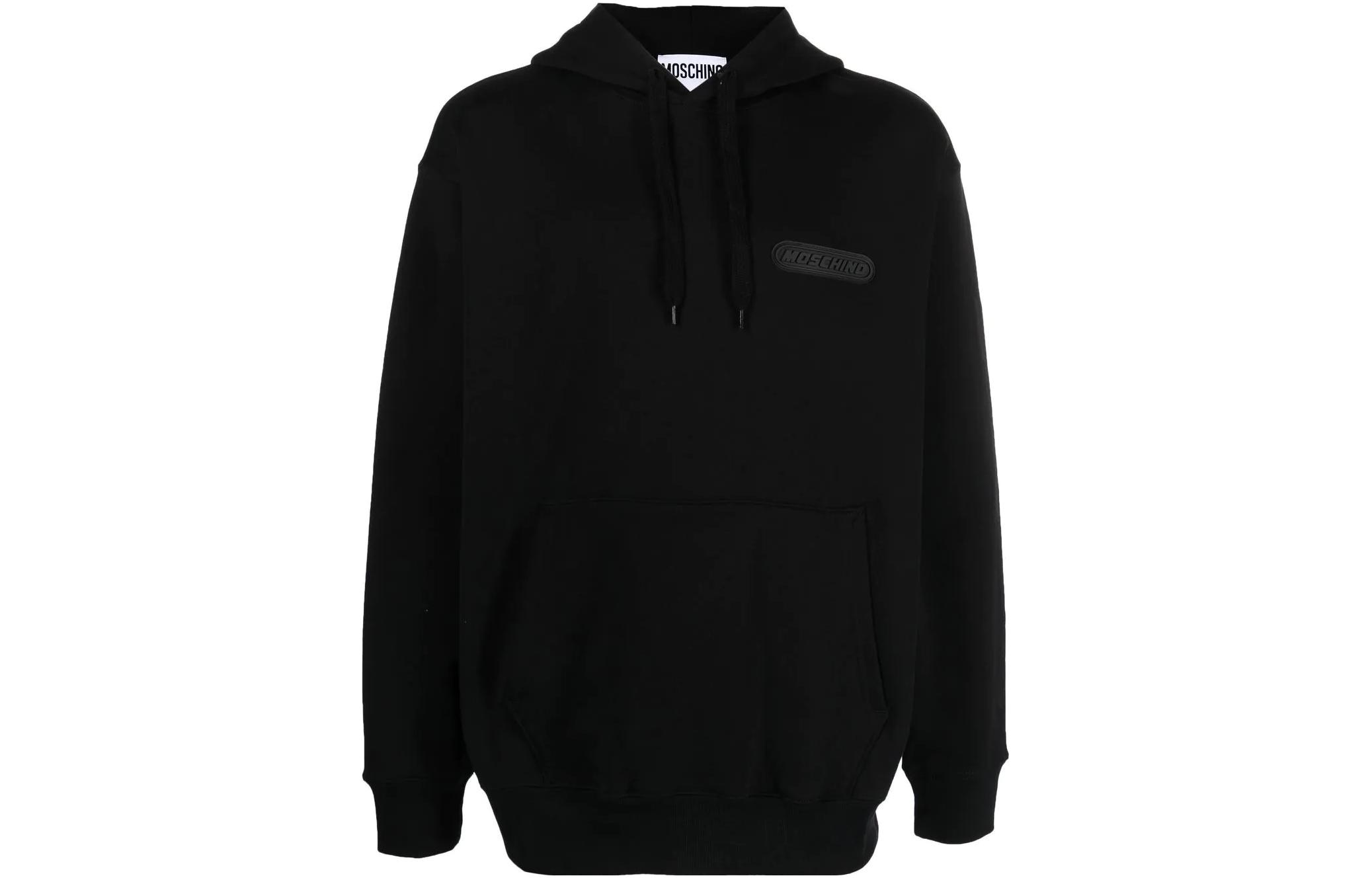 MOSCHINO Black Hoodie with Solid Color and Letter Print Design A1736-0228-1555