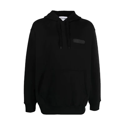 MOSCHINO Black Hoodie with Solid Color and Letter Print Design A1736-0228-1555
