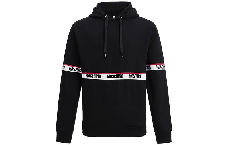 MOSCHINO Black Hoodie with Solid Color Logo Print A1712-8112-0555