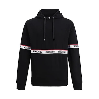 MOSCHINO Black Hoodie with Solid Color Logo Print A1712-8112-0555