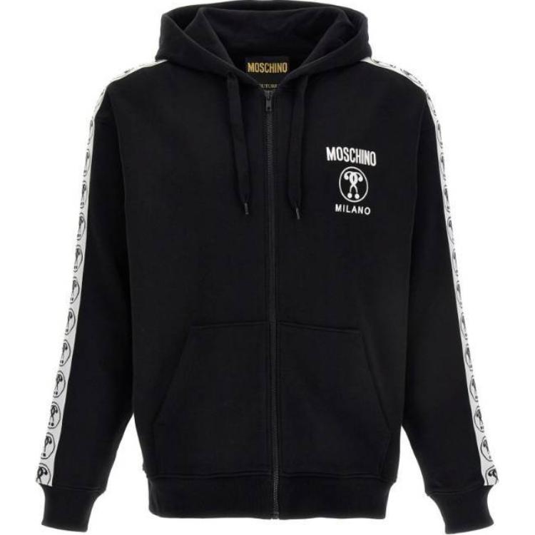 MOSCHINO Black Hoodie Zip-Up Jacket with Brand Logo A1724-7028-1555