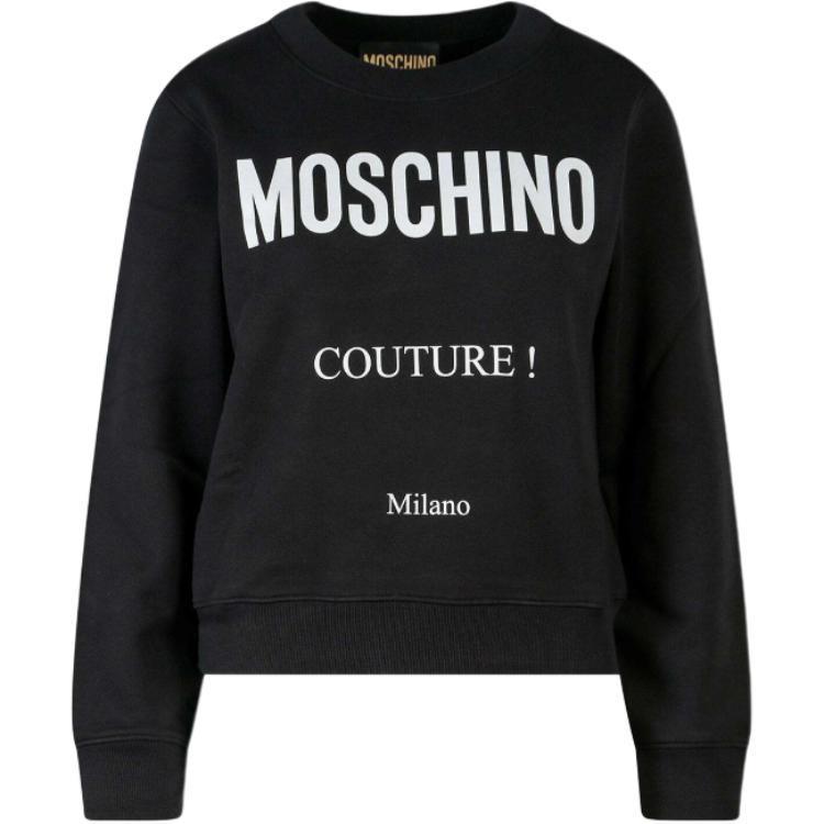 Moschino Black Letter Print Cropped Long Sleeve Sweatshirt A1711-0528-3555