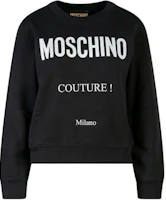 Moschino Black Letter Print Cropped Long Sleeve Sweatshirt A1711-0528-3555 Moschino Black Letter Print Cropped Long Sleeve Sweatshirt A1711-0528-3555