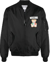 Moschino Black Letter Print Zip Baseball Jacket Long Sleeve Outerwear A0627-2015-1555 Moschino Black Letter Print Zip Baseball Jacket Long Sleeve Outerwear A0627-2015-1555