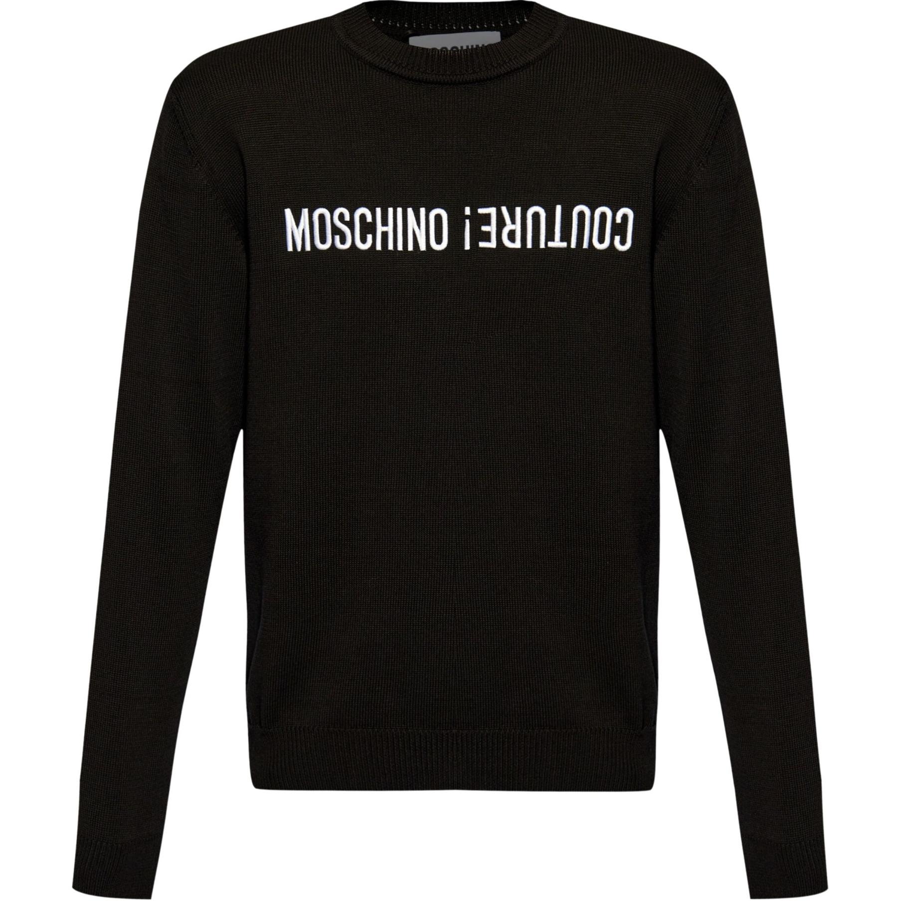 MOSCHINO Black Logo Embroidered Crewneck Long Sleeve Sweatshirt J090870010555