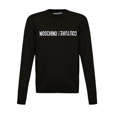 MOSCHINO Black Logo Embroidered Crewneck Long Sleeve Sweatshirt J090870010555