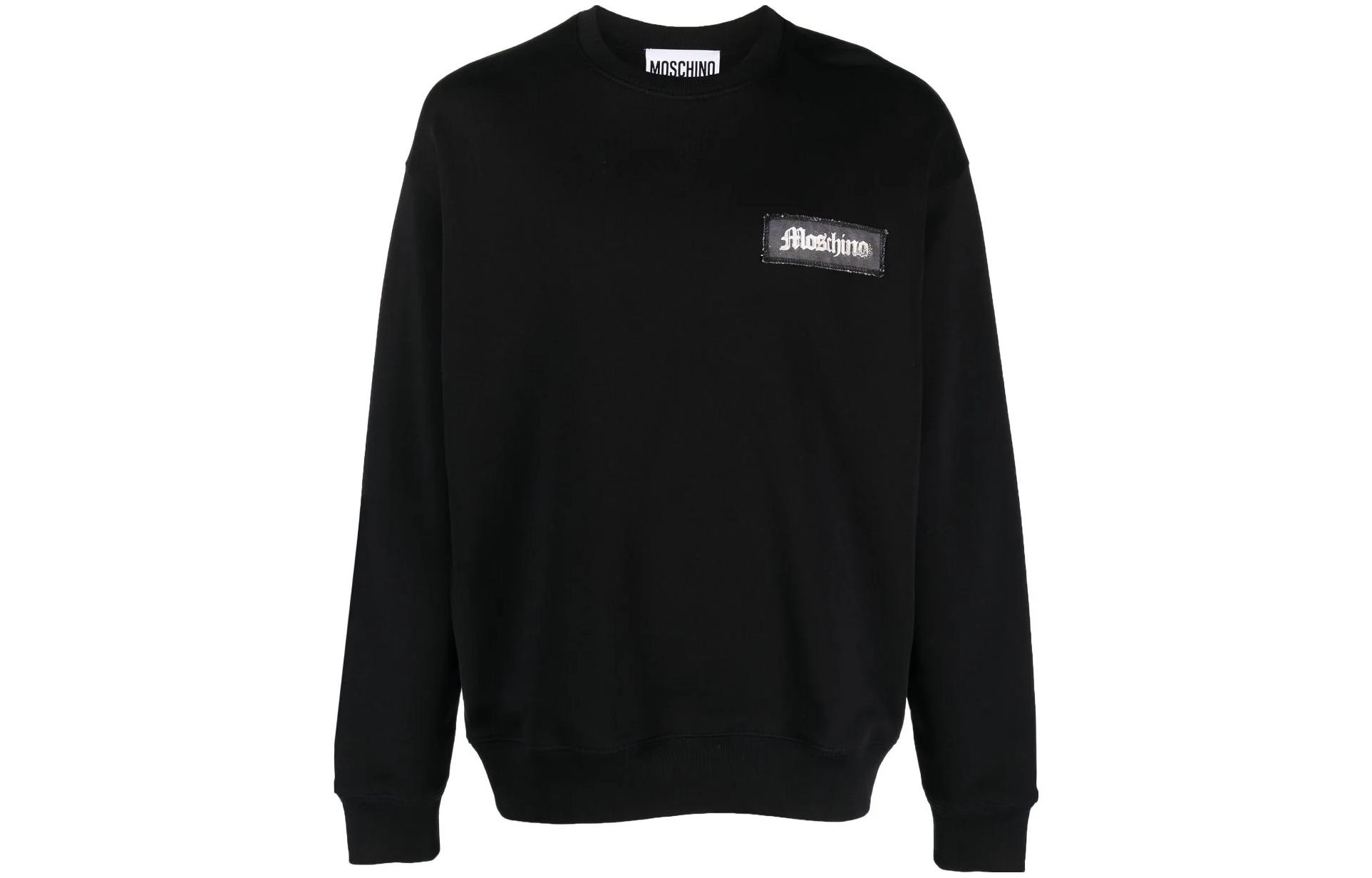 MOSCHINO Black Logo Patch Crewneck Long-Sleeve Sweatshirt J17397028