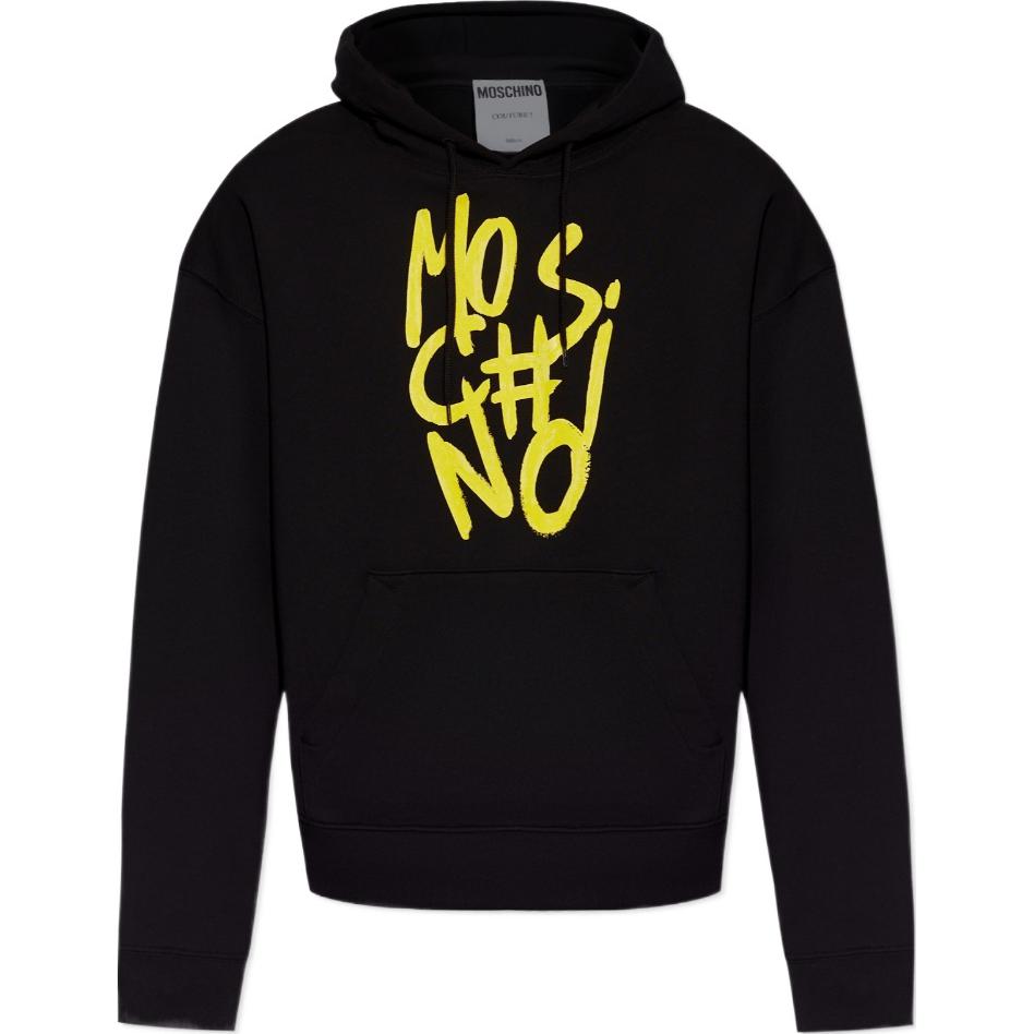 MOSCHINO Black Logo Print Oversized Hoodie A1717-0228-1555
