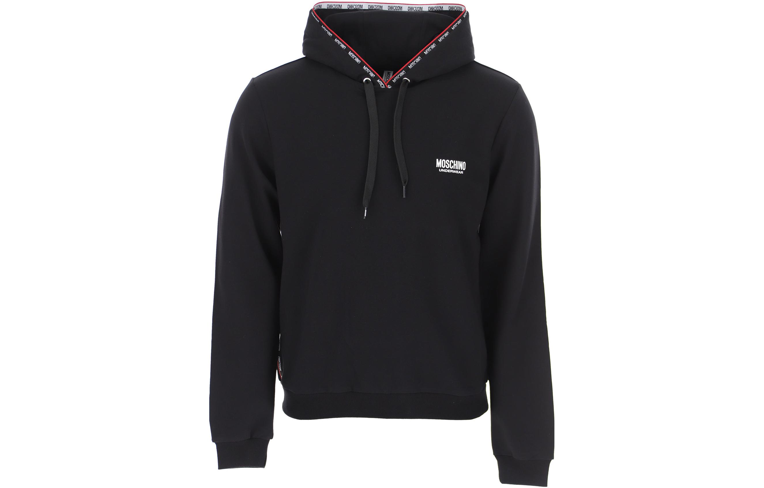 MOSCHINO Black Logo Print Pullover Drawstring Hoodie A1708-8111-0555