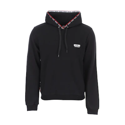 MOSCHINO Black Logo Print Pullover Drawstring Hoodie A1708-8111-0555
