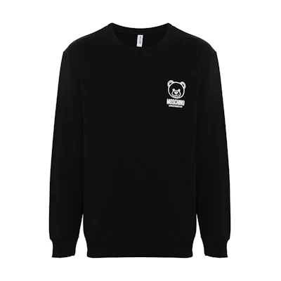 MOSCHINO Black Logo Print Stretch Crewneck Long-Sleeve Sweatshirt A17014422-BLACK