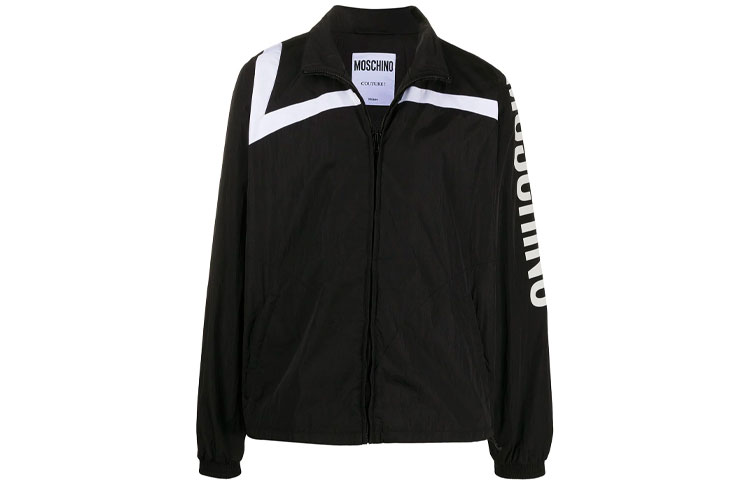 MOSCHINO Black Logo Sleeve Zip-Up Track Jacket A0627-0221-3555