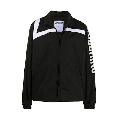 MOSCHINO Black Logo Sleeve Zip-Up Track Jacket A0627-0221-3555