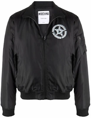 MOSCHINO Black Long-Sleeve Jacket with Letter Print and Zip Collar A0615-7015-1555 Buy MOSCHINO Black Long-Sleeve Jacket with Letter Print and Zip Collar A0615-7015-1555
