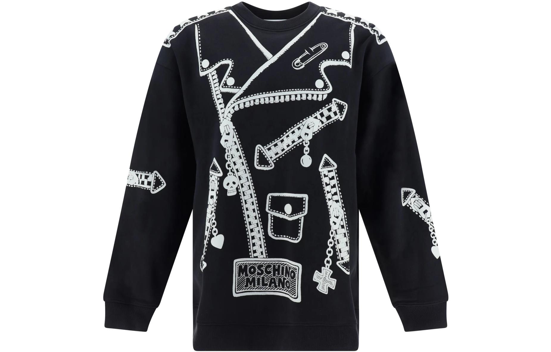 MOSCHINO Black Loose-Fit Letter Print Crewneck Sweatshirt 17207-028A-1555