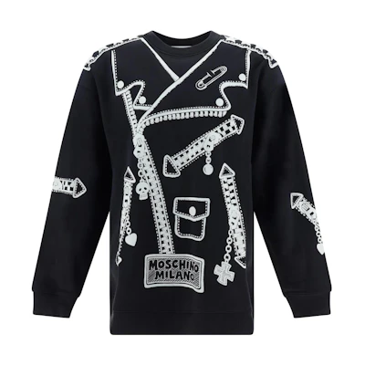 MOSCHINO Black Loose-Fit Letter Print Crewneck Sweatshirt 17207-028A-1555