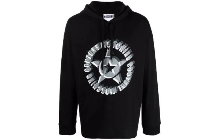 MOSCHINO Black Loose Fit Hoodie with Logo Print A1211-7040-1555