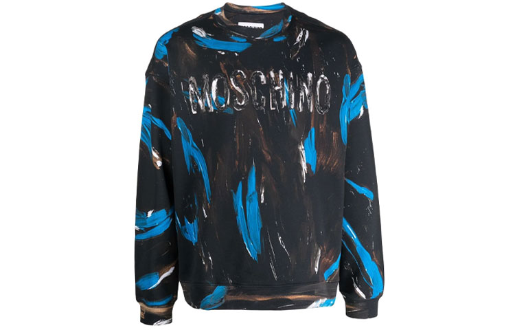 MOSCHINO Black Paint Effect Logo Print Sweatshirt A1707-5227-4102