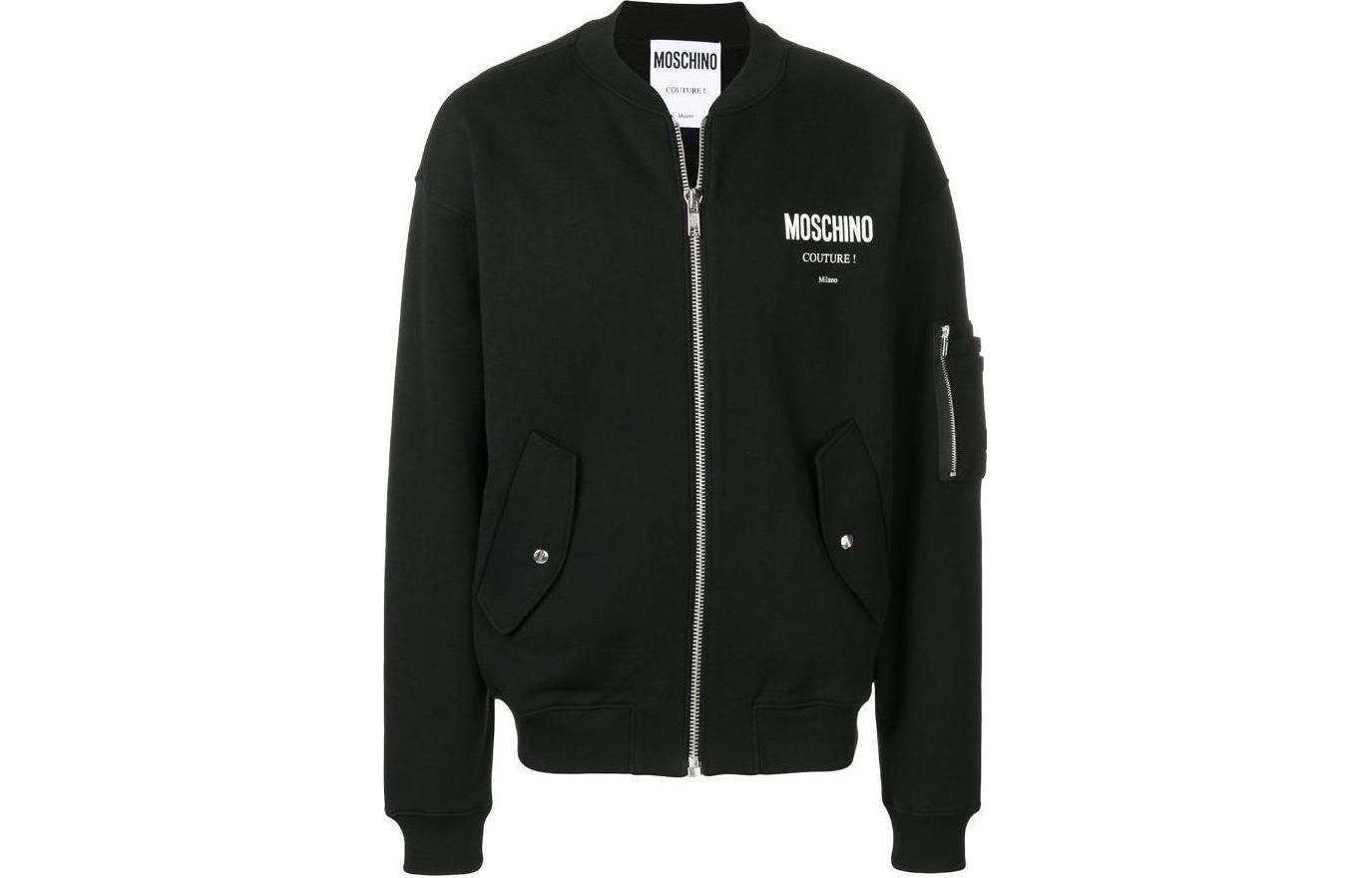 MOSCHINO Black Printed Letter Zip-Up Jacket Long Sleeve ZJ1702-0227-1555