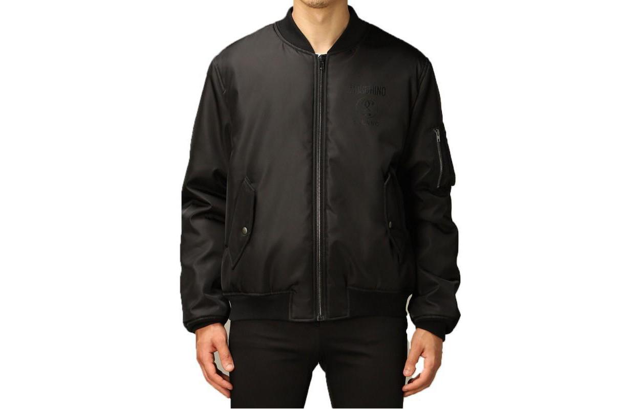 MOSCHINO Black Relaxed Fit Solid Zip Hoodie ZPJ0616