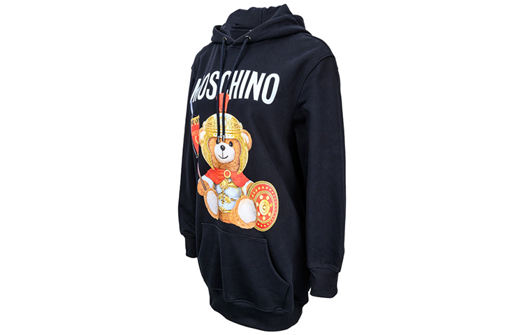 Shop 모스키노 블랙 로마 병사 곰 프린트 숏 후드 원피스 V0427-5527-2555