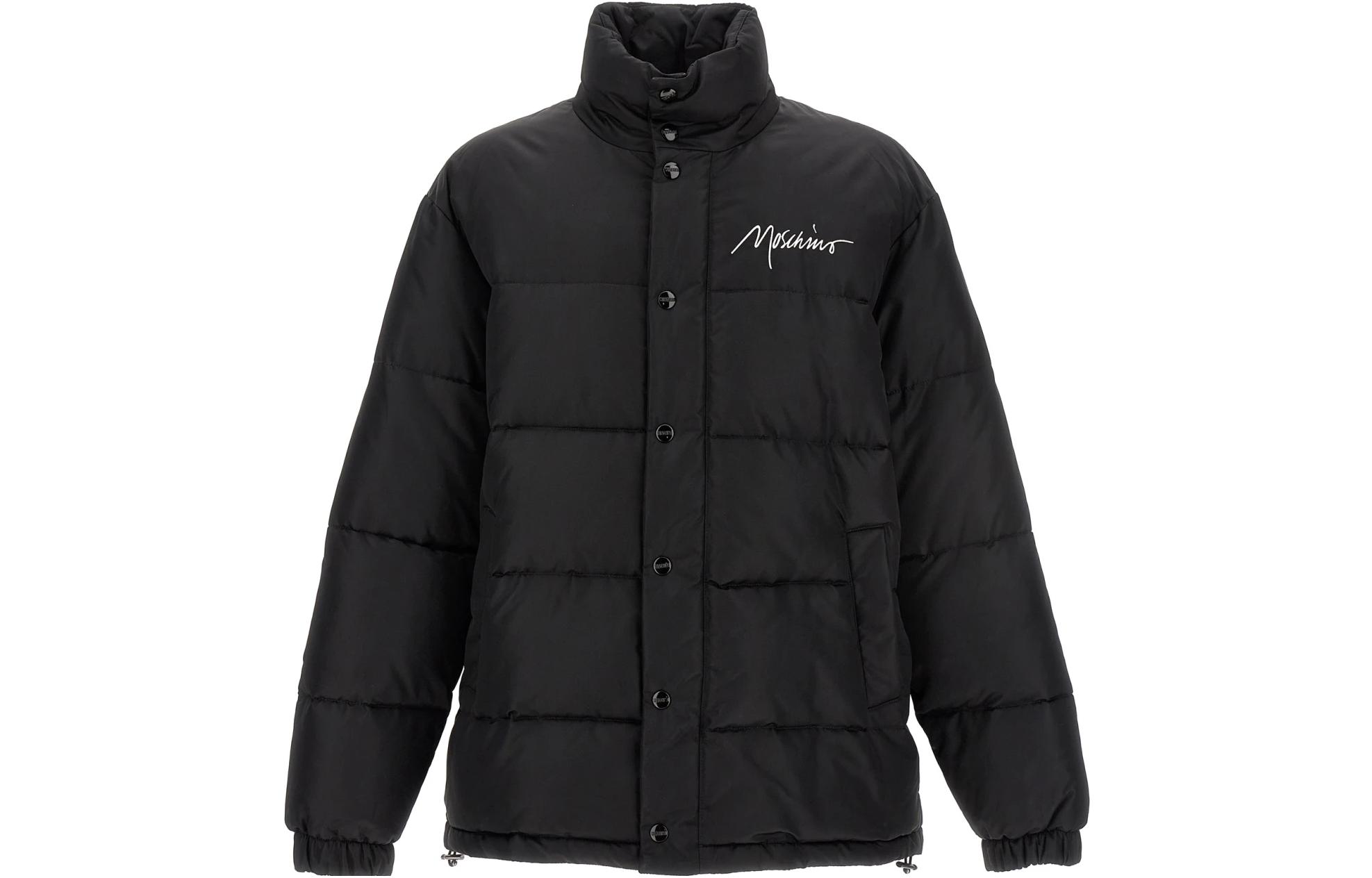 MOSCHINO Black Slim-fit Jacket with Letter Print and Snap Buttons A0629-5215-1555