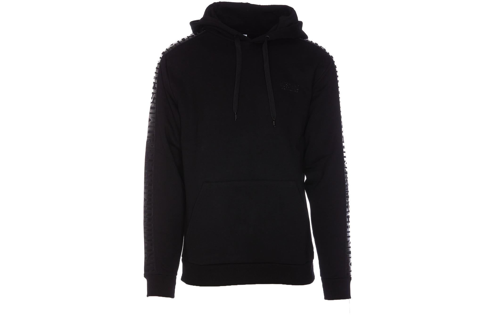 MOSCHINO Black Solid Color Loose Fit Hoodie Long Sleeve Sweater 1717-4414-0555